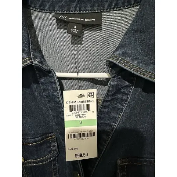 I.N.C. International Concepts Sz 8 contemporary shirtdress Front button closures - Picture 7 of 8